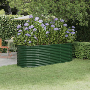vidaXL Raised Garden Bed Galvanized Steel 224x80x68 cm Green
