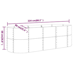 vidaXL Raised Garden Bed Galvanized Steel 224x80x68 cm Anthracite