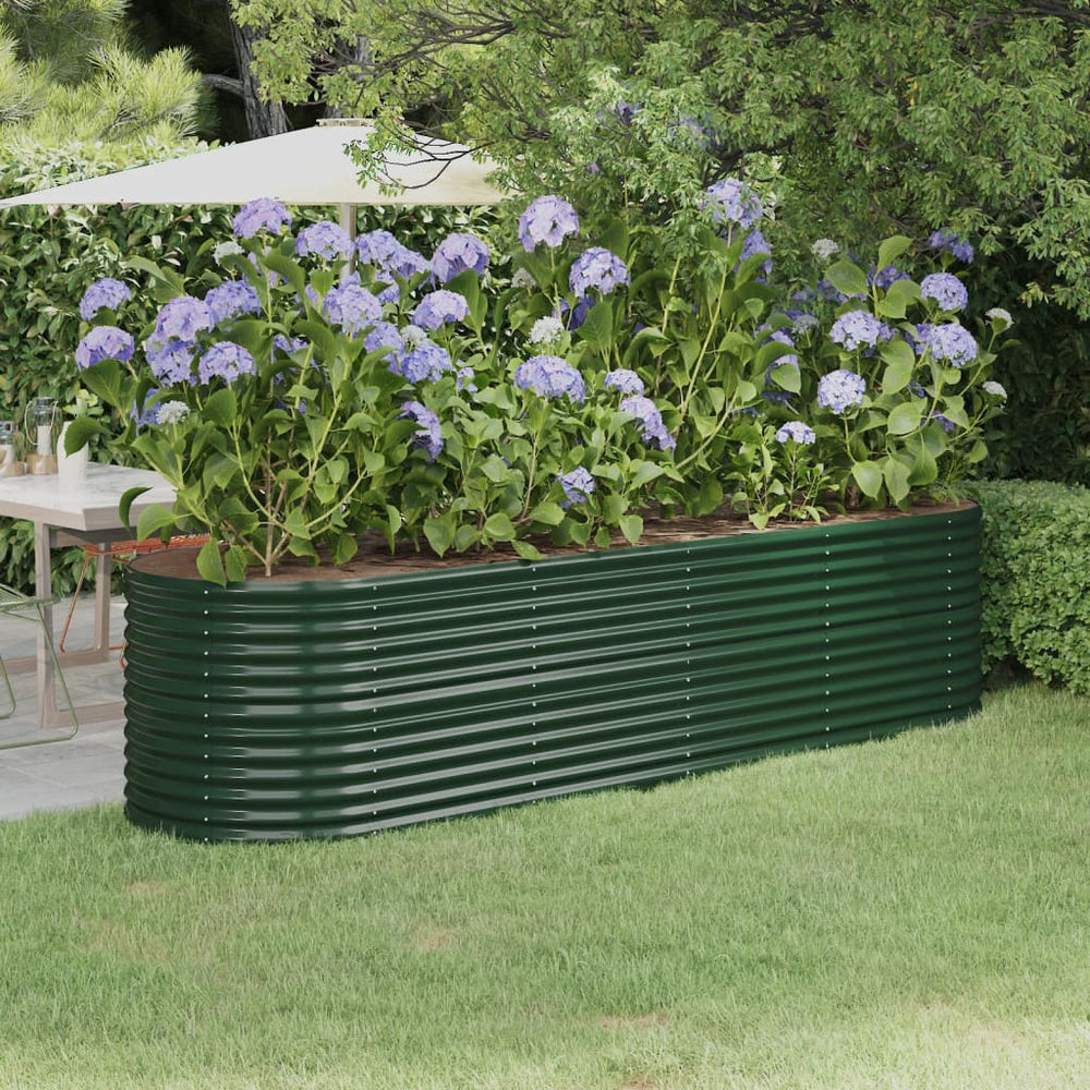 vidaXL Raised Garden Bed Galvanized Steel 296x80x68 cm Green
