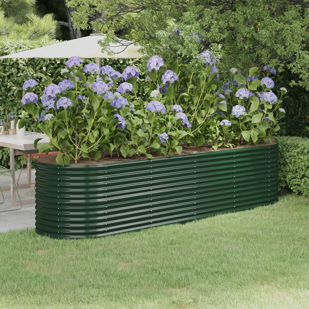 vidaXL Raised Garden Bed Galvanized Steel 296x80x68 cm Green