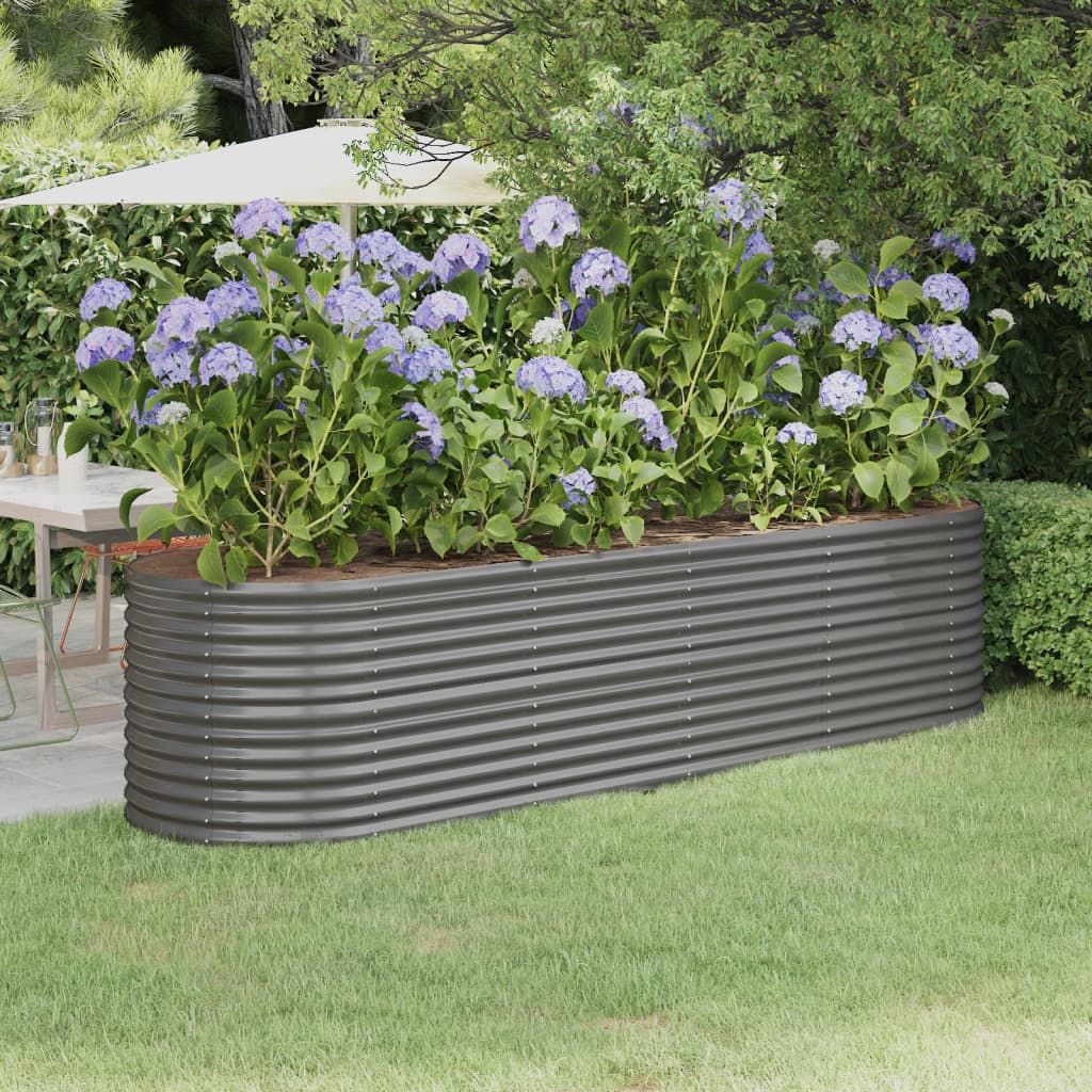 vidaXL Raised Garden Bed Galvanized Steel 296x80x68 cm Grey