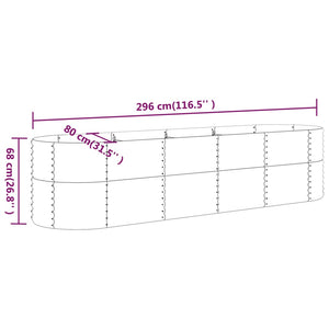 vidaXL Raised Garden Bed Galvanized Steel 296x80x68 cm Brown