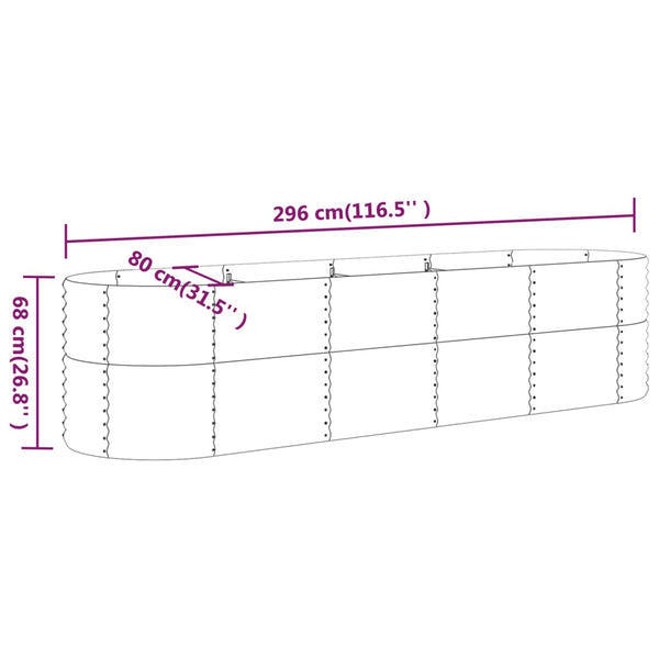 vidaXL Raised Garden Bed Galvanized Steel 296x80x68 cm Brown