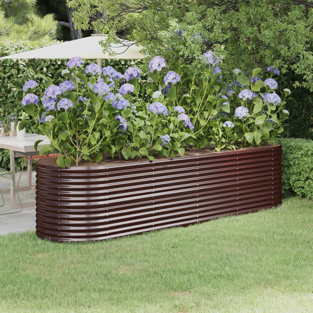 vidaXL Raised Garden Bed Galvanized Steel 296x80x68 cm Brown