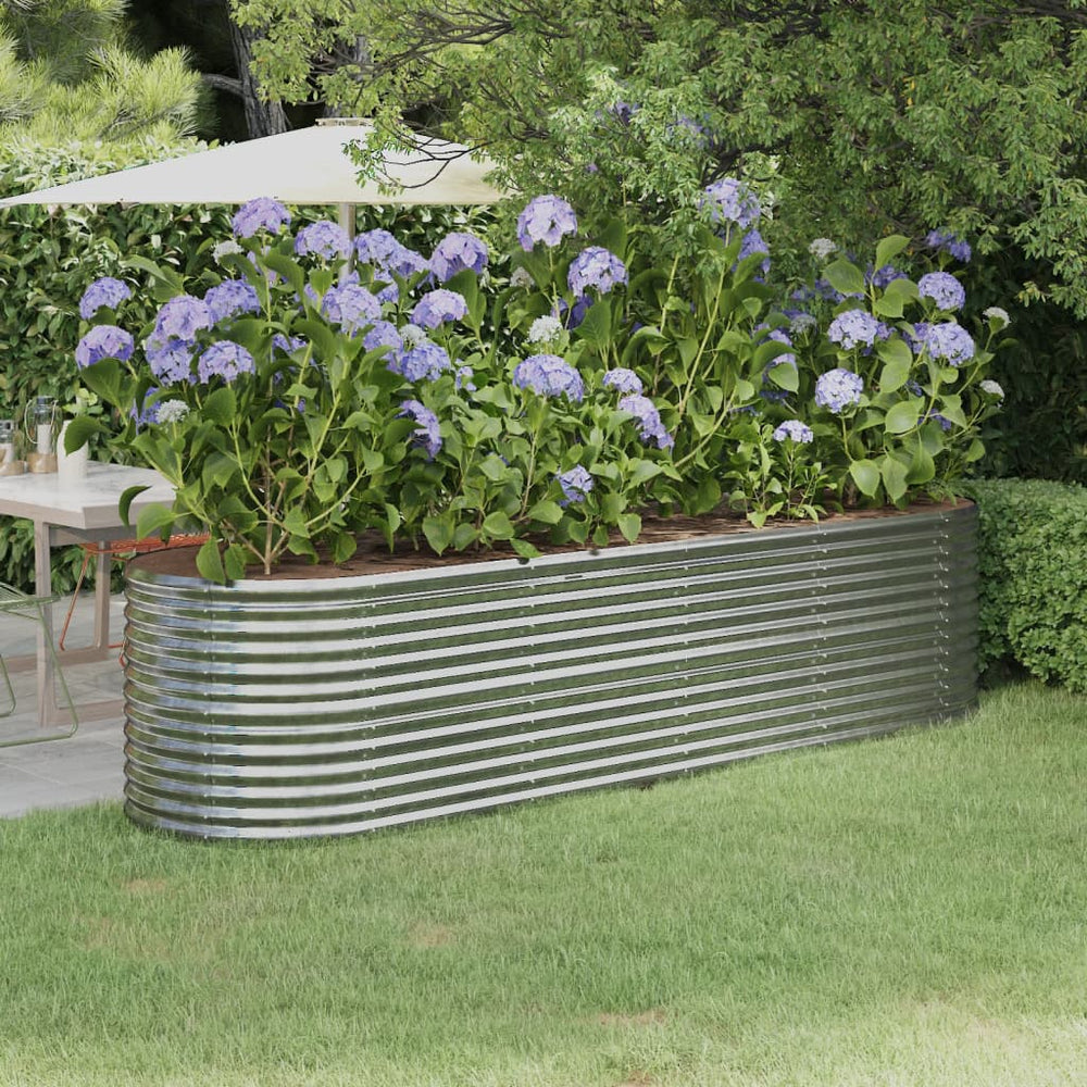 vidaXL Raised Garden Bed Galvanized Steel 296x80x68 cm Silver