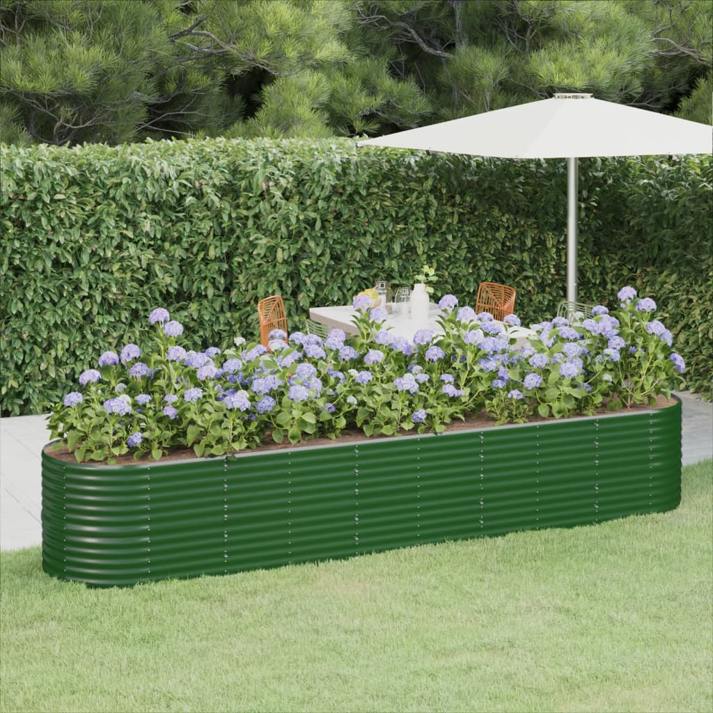 vidaXL Raised Garden Bed Galvanized Steel 368x80x68 cm Green