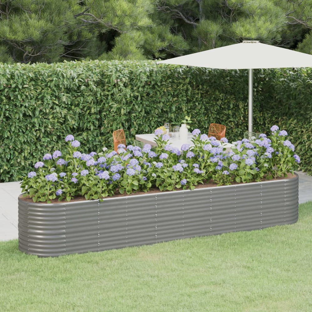 vidaXL Raised Garden Bed Galvanized Steel 368x80x68 cm Gray