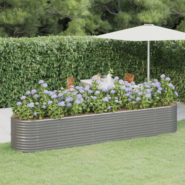 vidaXL Raised Garden Bed Galvanized Steel 368x80x68 cm Gray