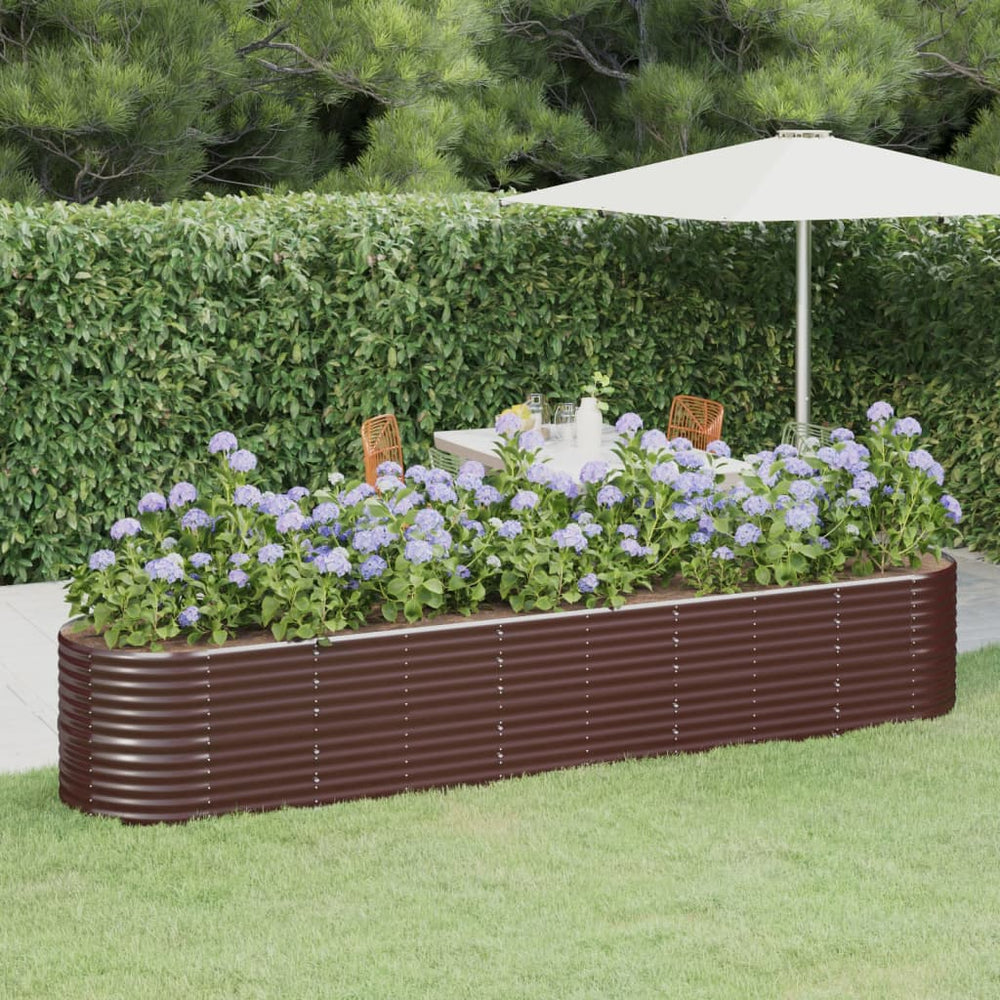 vidaXL Raised Garden Bed Galvanized Steel 368x80x68 cm Brown