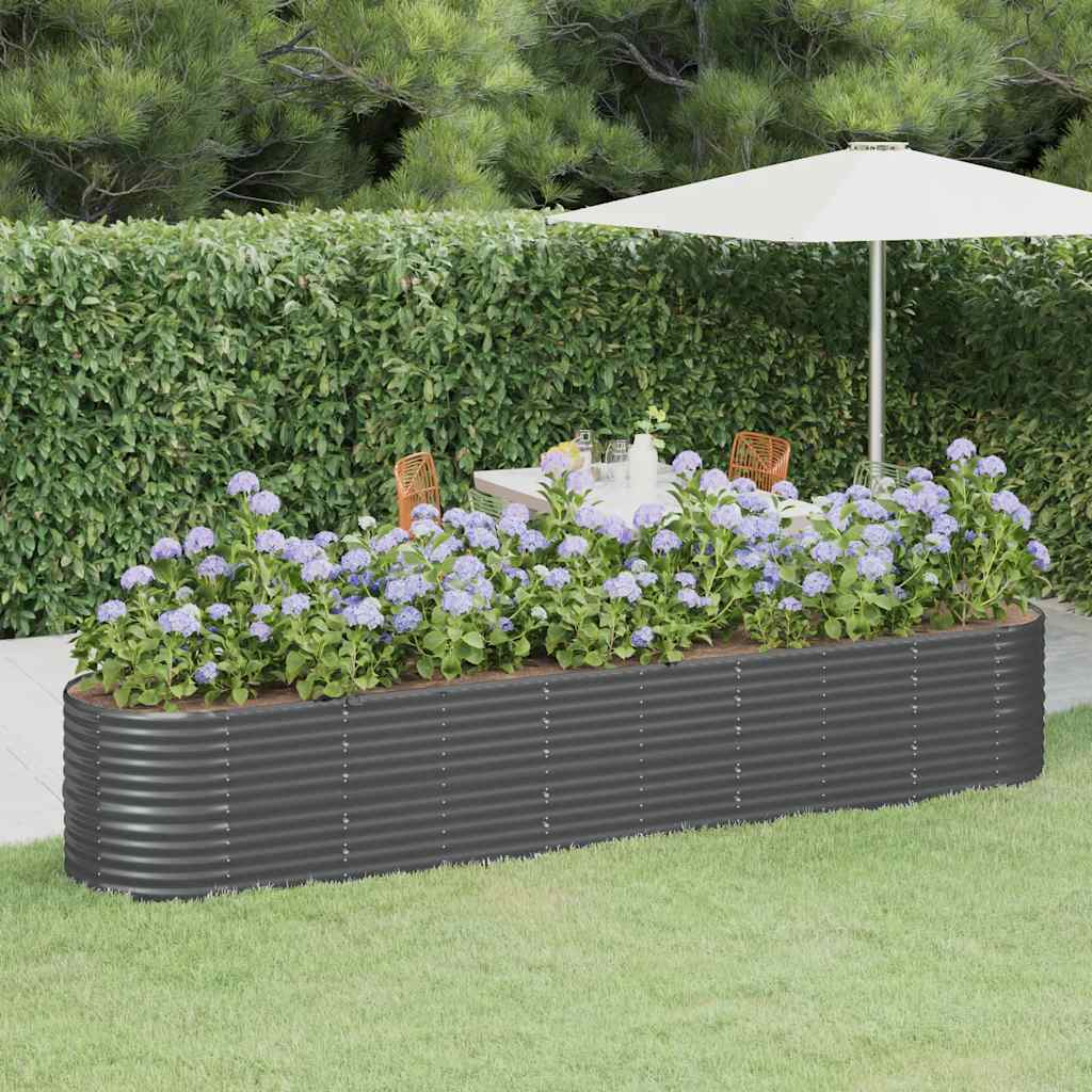 vidaXL Raised Garden Bed Galvanized Steel 368x80x68 cm Anthracite