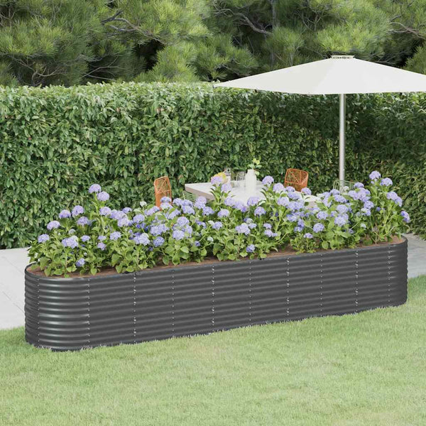 vidaXL Raised Garden Bed Galvanized Steel 368x80x68 cm Anthracite