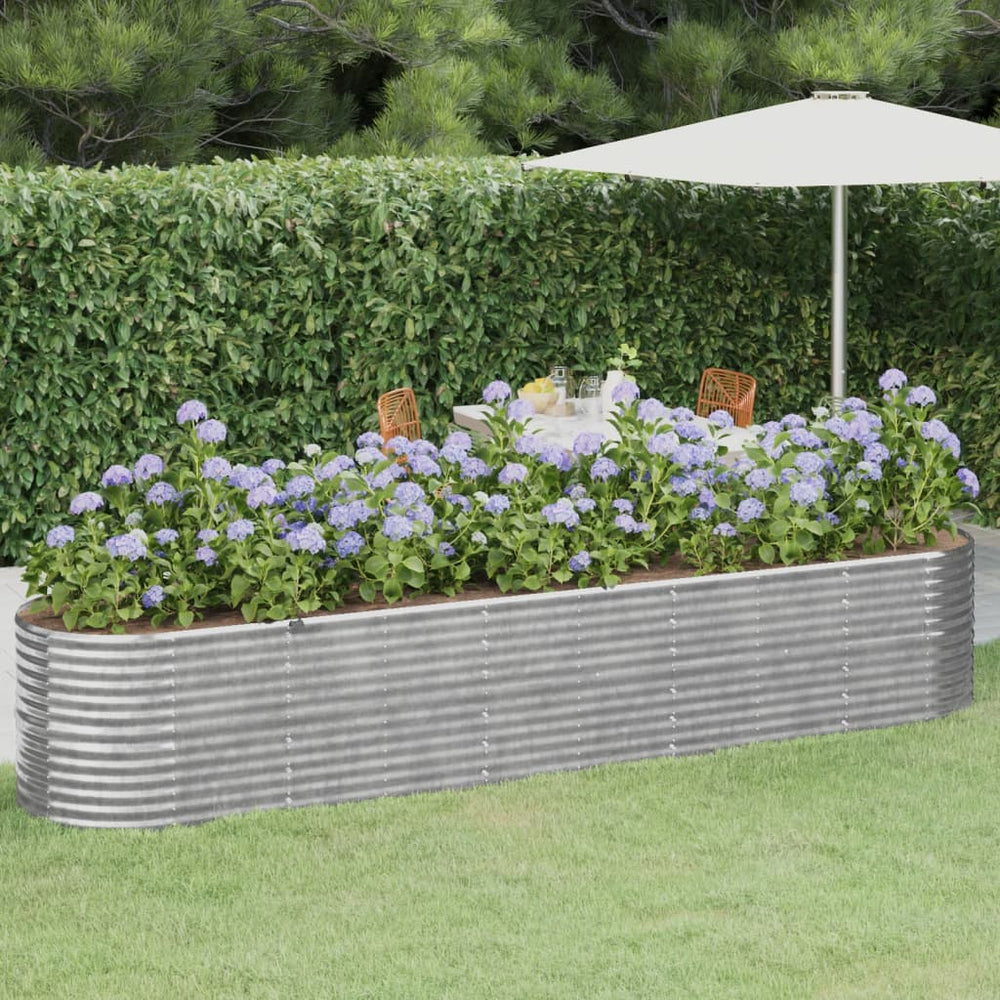 vidaXL Raised Garden Bed Galvanized Steel 368x80x68 cm Silver