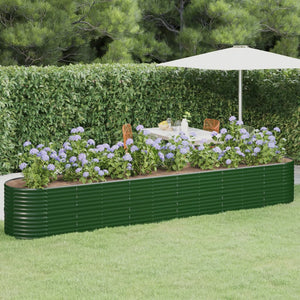 vidaXL Raised Garden Bed Galvanized Steel 440x80x68 cm Green