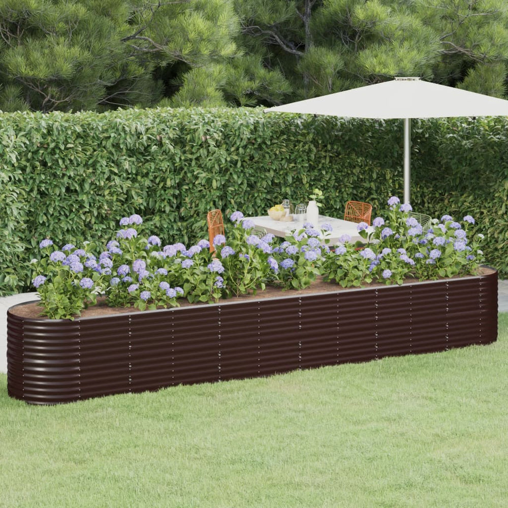 vidaXL Raised Garden Bed Galvanized Steel 440x80x68 cm Brown
