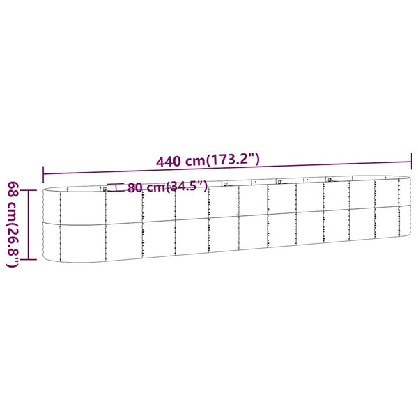 vidaXL Raised Garden Bed Galvanized Steel 440x80x68 cm Anthracite