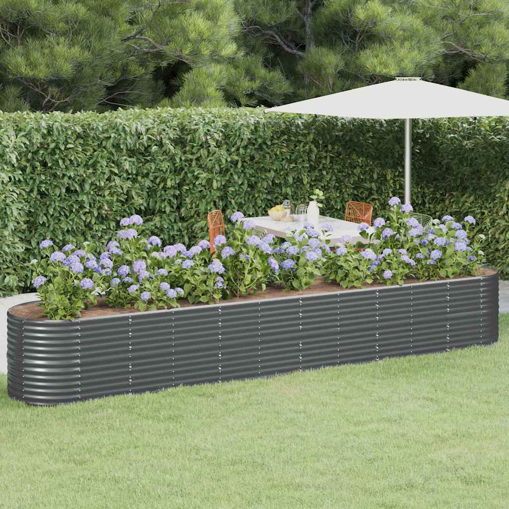 vidaXL Raised Garden Bed Galvanized Steel 440x80x68 cm Anthracite