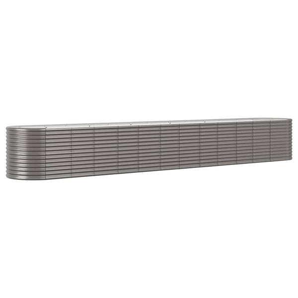 vidaXL Raised Garden Bed Powder-Coated Steel 512x80x68 cm Grey