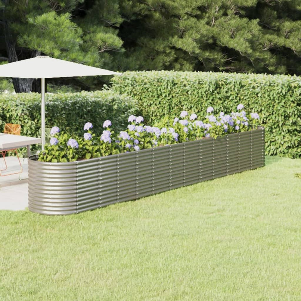 vidaXL Raised Garden Bed Powder-Coated Steel 512x80x68 cm Silver