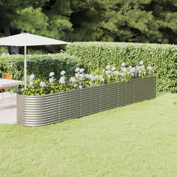 vidaXL Raised Garden Bed Powder-Coated Steel 512x80x68 cm Silver