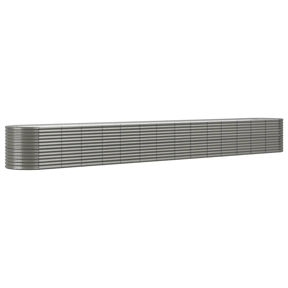 vidaXL Raised Garden Bed Powder-Coated Steel 620x80x68 cm Grey