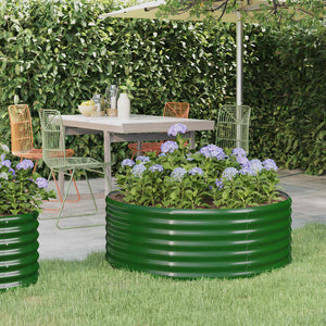 vidaXL Raised Garden Bed Galvanized Steel 100x100x36 cm Green