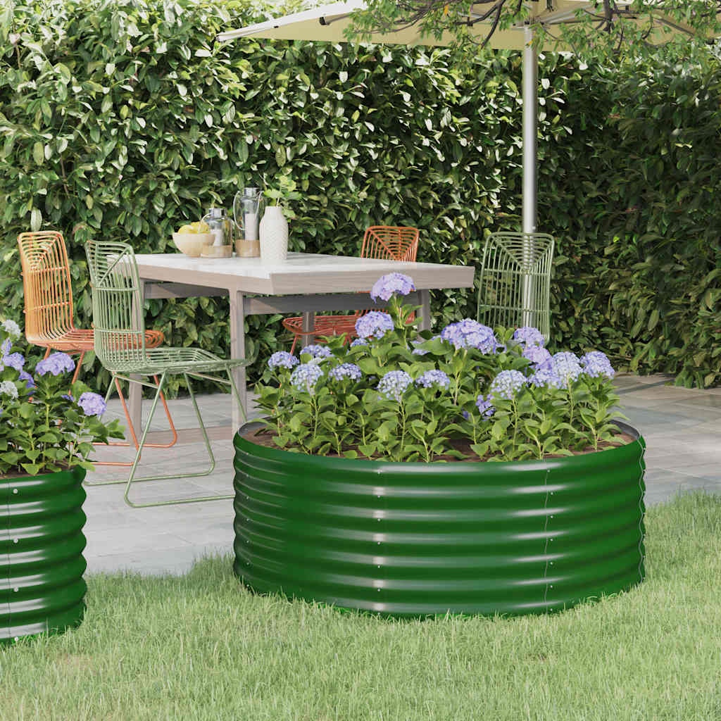vidaXL Raised Garden Bed Galvanized Steel 100x100x36 cm Green