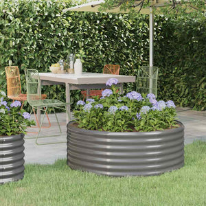 vidaXL Raised Garden Bed Galvanized Steel 100x100x36 cm Grey