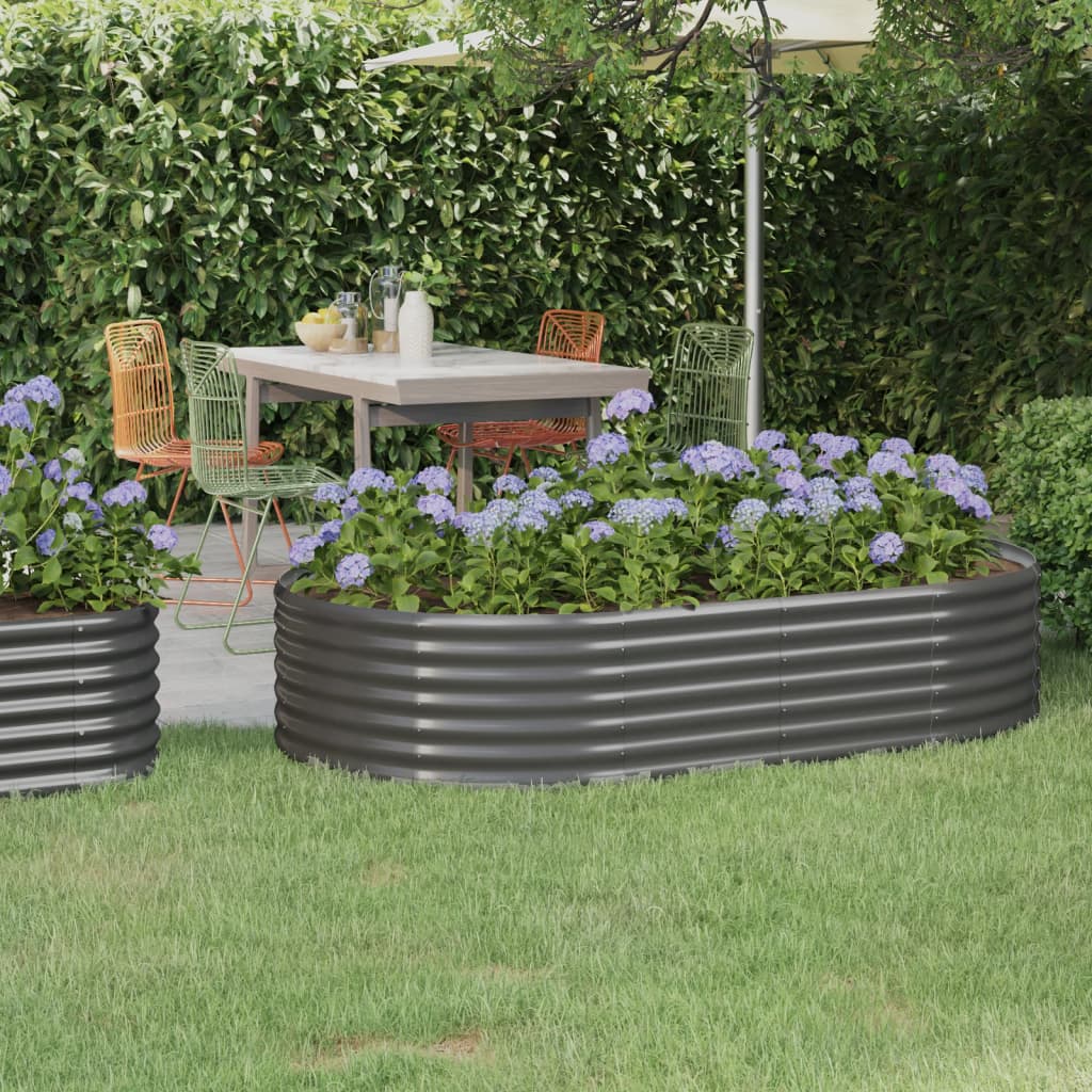 vidaXL Raised Garden Bed Galvanized Steel 175x100x36 cm Grey