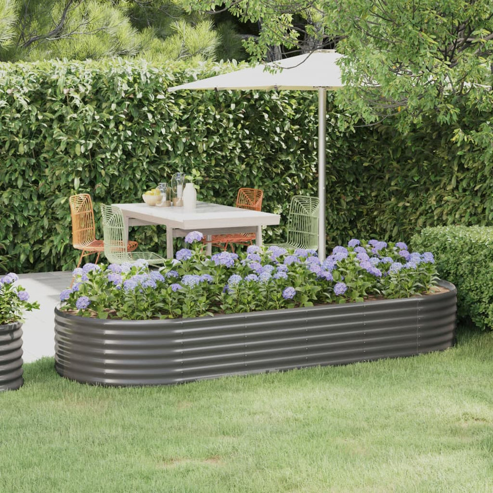vidaXL Raised Garden Bed Galvanized Steel 249x100x36 cm Gray