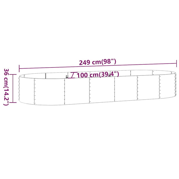 vidaXL Raised Garden Bed Galvanized Steel 249x100x36 cm Anthracite