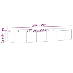 vidaXL Raised Garden Bed Galvanized Steel 249x100x36 cm Silver