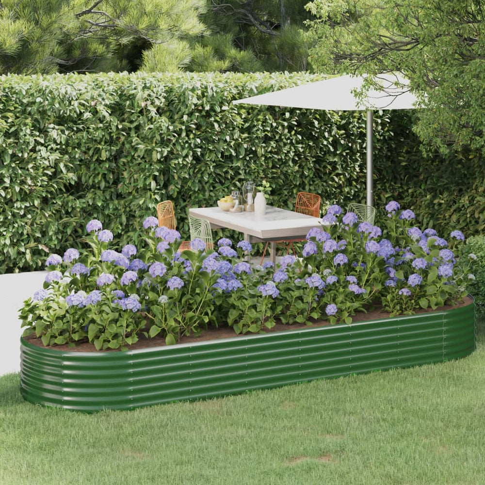 vidaXL Raised Garden Bed Galvanized Steel 322x100x36 cm Green