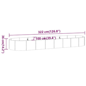vidaXL Raised Garden Bed Galvanized Steel 322x100x36 cm Gray