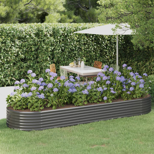 vidaXL Raised Garden Bed Galvanized Steel 322x100x36 cm Gray