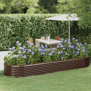 vidaXL Raised Garden Bed Galvanized Steel 322x100x36 cm Brown