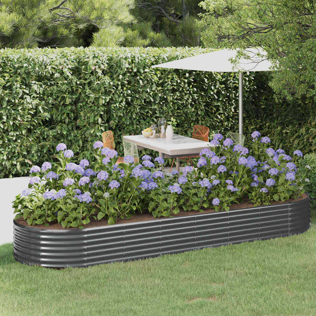 vidaXL Raised Garden Bed Galvanized Steel 322x100x36 cm Anthracite