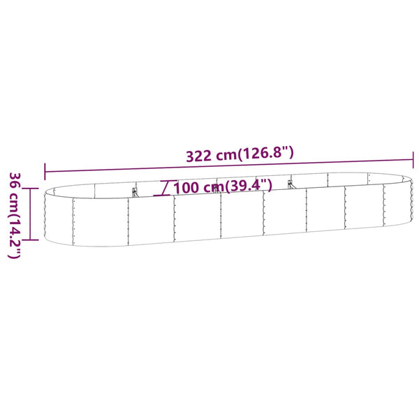 vidaXL Raised Garden Bed Galvanized Steel 322x100x36 cm Silver