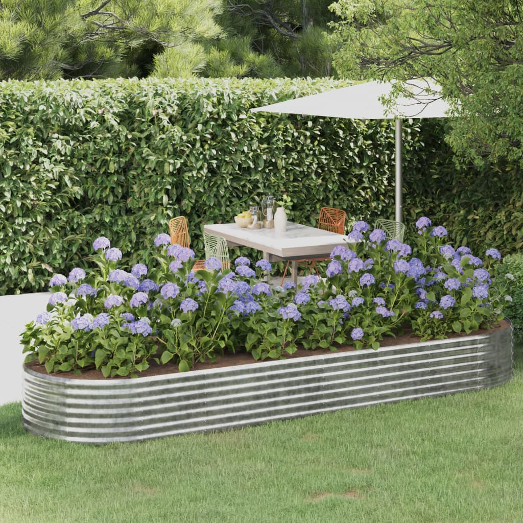 vidaXL Raised Garden Bed Galvanized Steel 322x100x36 cm Silver