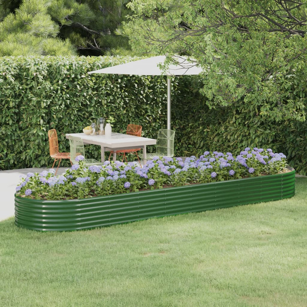 vidaXL Raised Garden Bed Galvanized Steel 396x100x36 cm Green