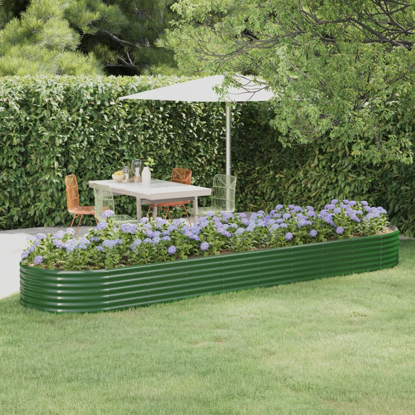 vidaXL Raised Garden Bed Galvanized Steel 396x100x36 cm Green