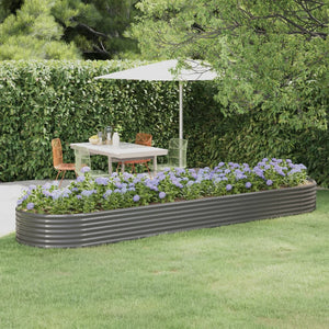 vidaXL Raised Garden Bed Galvanized Steel 396x100x36 cm Grey