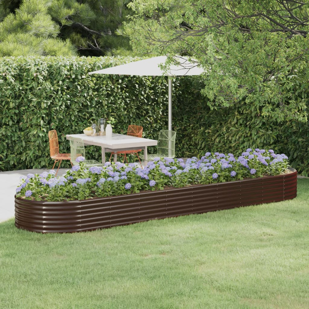vidaXL Raised Garden Bed Galvanized Steel 396x100x36 cm Brown