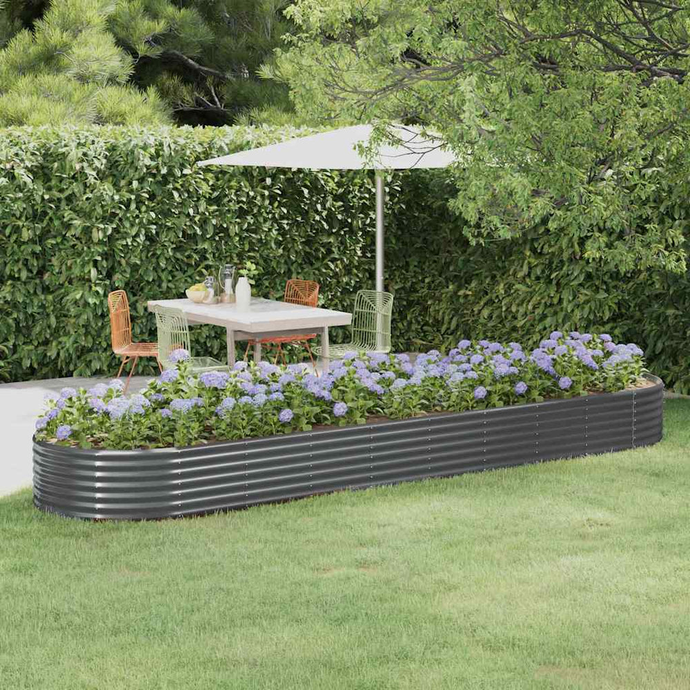 vidaXL Raised Garden Bed Galvanized Steel 396x100x36 cm Anthracite