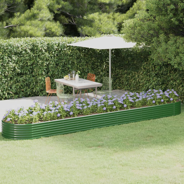 vidaXL Raised Garden Bed Galvanized Steel 507x100x36 cm Green