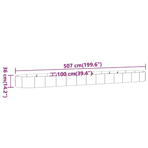vidaXL Raised Garden Bed Galvanized Steel 507x100x36 cm Silver