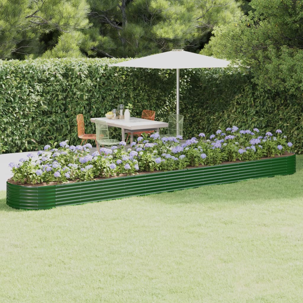 vidaXL Raised Garden Bed Galvanized Steel 544x100x36 cm Green