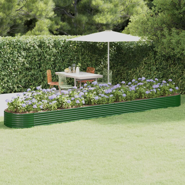 vidaXL Raised Garden Bed Galvanized Steel 544x100x36 cm Green