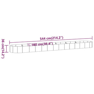 vidaXL Raised Garden Bed Galvanized Steel 544x100x36 cm Grey