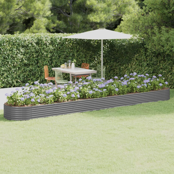 vidaXL Raised Garden Bed Galvanized Steel 544x100x36 cm Grey