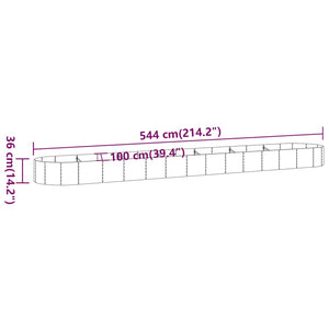vidaXL Raised Garden Bed Galvanized Steel 544x100x36 cm Silver